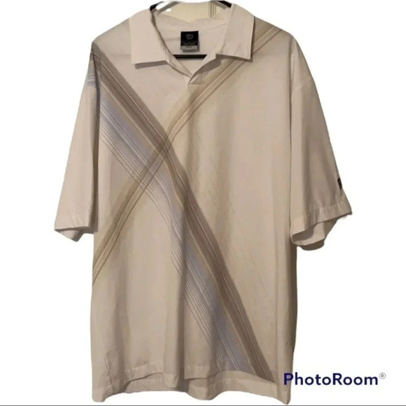 Nike Men’s Dri Fit Golf Shirt XL Blue Gray Stripe - Picture 1 of 7